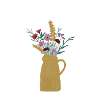 Poster 'veldboeket in gele vaas'